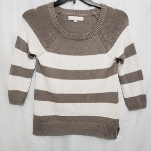AT LOFT gray & white striped sweater, Medium